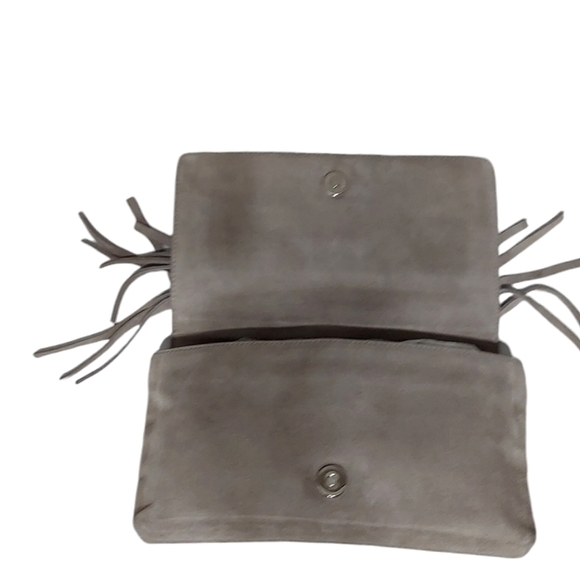 Michael Kors Suede Leather Fringe Flap Clutch Bag - Picture 4 of 6